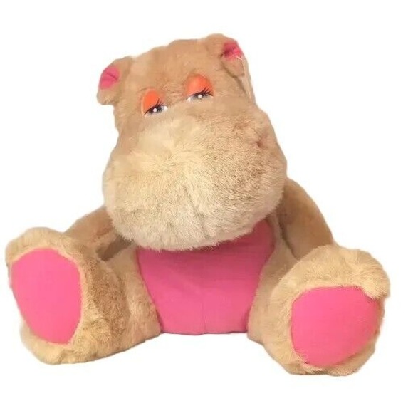 Fiesta | Toys | Fiesta Pink Hippo Stuffed Animal Plush Toy Tan Blue
